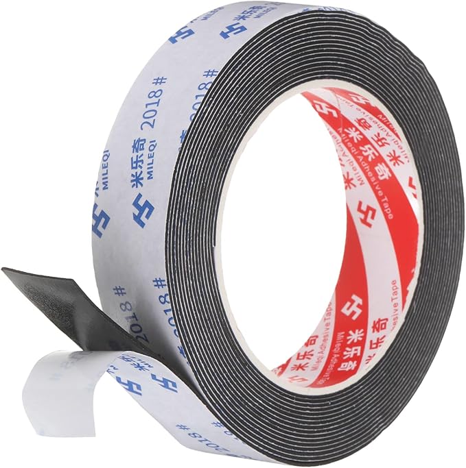 PATIKIL Sponge Rubber Foam Tape, 63/64" W x 5/64" t x 16.4ft l Self-Adhesive Foam Insulation Tape Weather Stripping for Window Door Soundproofing Weatherstrip AC Seal Strip, Black