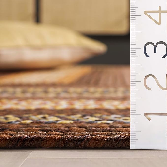 SAFAVIEH Washable Rug Outdoor Braided Collection - 2' x 3', Brown & Light Brown, Handmade & Reversible, Non-Shedding & Easy to Clean, Ideal for Entryway, Patio, Kitchen, Mudroom, Front Door (BRD313T)