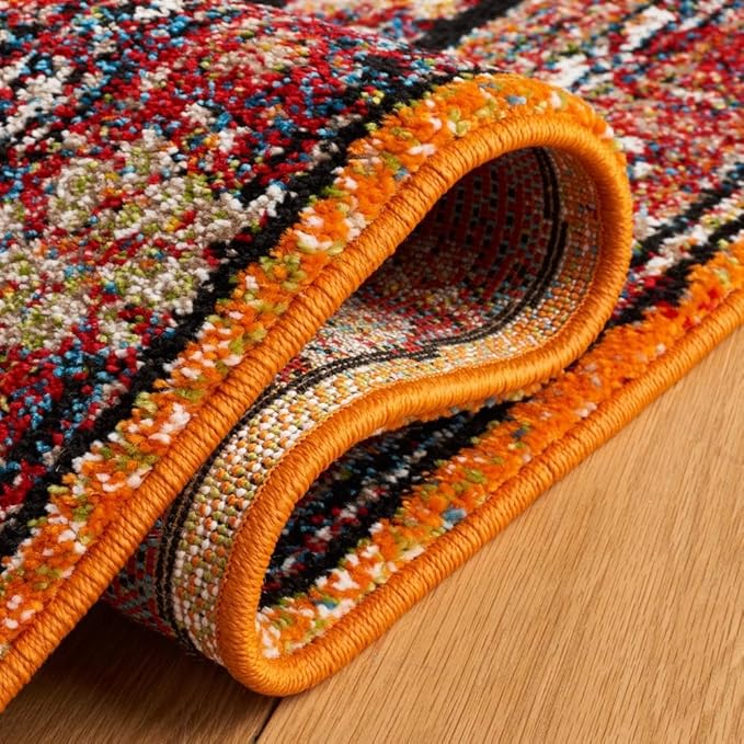 SAFAVIEH Vintage Hamadan Collection Area Rug - 6'7" x 9', Orange & Black, Transitional Design, Stain Resistant, Ideal for High Traffic Areas in Living Room, Bedroom & Dining Room (VTH204P-6)