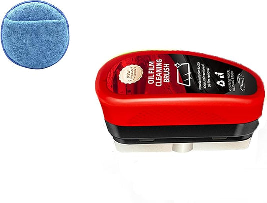 LDSK Car oil film removal brush Car glass oil film remover Premium oil film removal cleaner Glass oil film fast cleaner Car window cleaner Premium microfiber applicator (1, Red)
