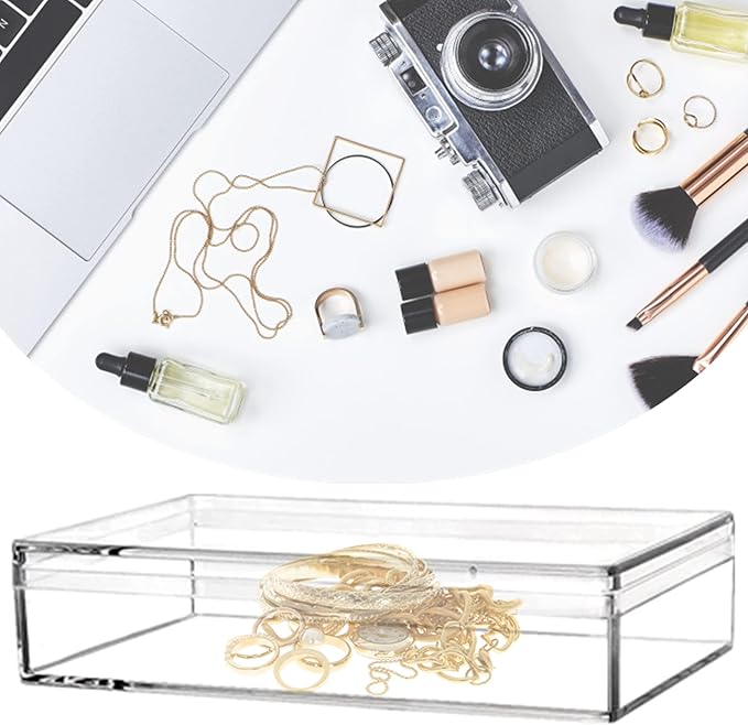 KissYou Acrylic Box Clear Boxes with Lid Small Rectangle Display Boxes Wedding Easter Party Favor Jewelry Storage Box for Decoration