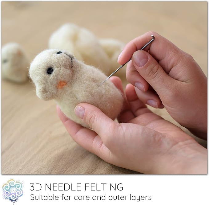 Core Wool for Needle Felting, Crochet Toys, Amigurumi Stuffing. Super Clean Wool Filler for Pillows, Stuffed Animals, Dryer Balls. 5LB, Natural White