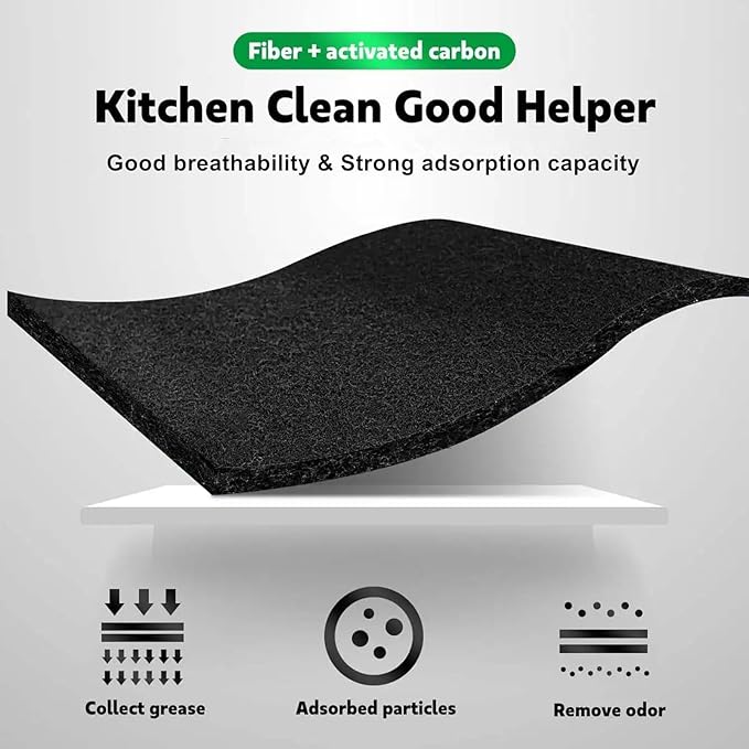 48 x 16 Inch Cut-to-Fit Activated Carbon Fabric Filter Sheet Charcoal Air Vent Filters Pad Black Range Hood Hepa AC Replacement Fabric Filter Sheet (1PCS, 48 x 16 x 0.2IN)
