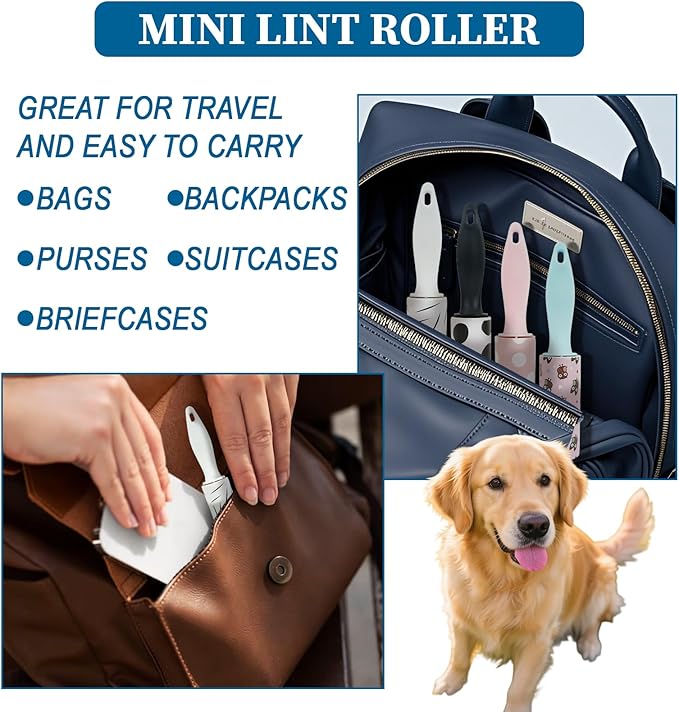 20Pcs Mini Lint Roller Travel Size, Mini Lint Roller for Purse, Portable Lint Rollers for Pet Clothes Travel Lint Bursh Rollers, Cat Hair Extra Sticky Clothes Removal Tool for Bags Furniture 5.9×1.1In