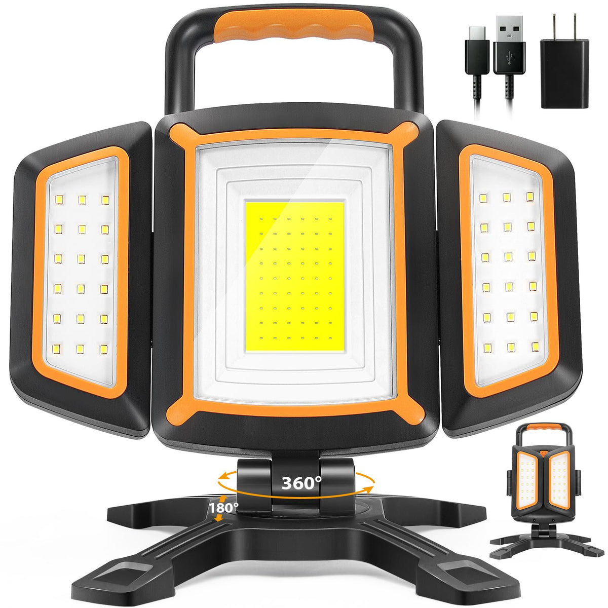 3000LM Rechargeable Work Light, Magnetic LED, Foldable & Portable - Image 1