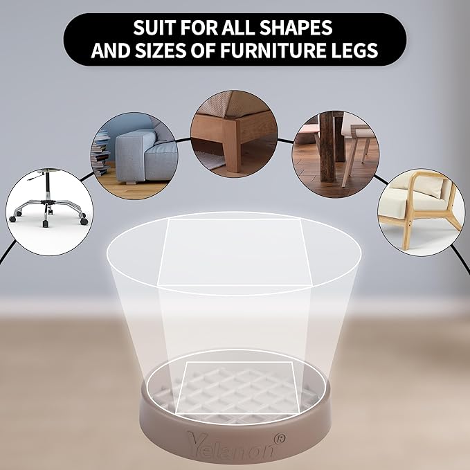 Furniture Coasters-8 Pcs 3" Round Non Slip Furniture Pads-Furniture Caster Cups-Non Skid Grippers Rubber Furniture Feet Anti Slide Hardwoods Floor Protector Brown