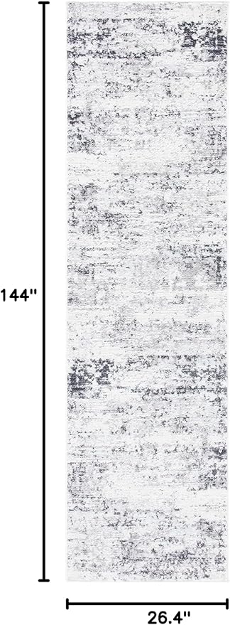 SAFAVIEH Amelia Collection Runner Rug - 2'2" x 12', Ivory & Grey, Modern Abstract Design, Non-Shedding & Easy Care, Ideal for High Traffic Areas in Living Room, Bedroom (ALA700C)