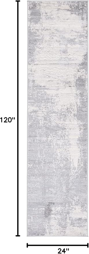 SAFAVIEH Jasper Collection Runner Rug - 2' x 10', Light Grey & Ivory, Modern Abstract Design, Non-Shedding & Easy Care, Ideal for High Traffic Areas in Living Room, Bedroom (JSP101F)