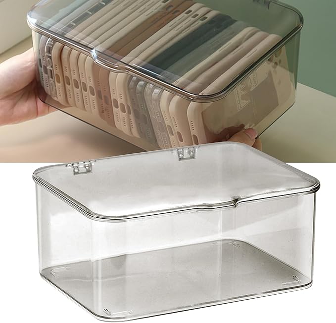 Cyrank Storage Bins with Lids, Clear Plastic Storage Box Stackable Organizer Bin with Lid Small Box Container 8.9x6.5x3.9 in for Home Office Kitchen School Garage Bathroom