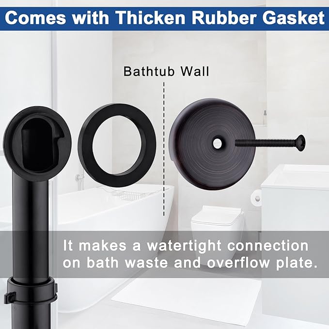 Brass Tip-Toe Tub Drain Kit with Basket Strainer and Single Hole Overflow Faceplate, Oil Rubbed Bronze