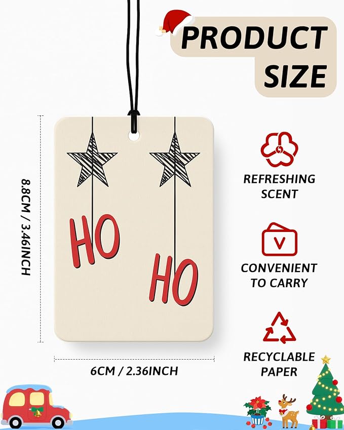Christmas Berry Car Air Freshener 4 Pcs, Preppy Red and Green Christmas Xmas Tree Hohoho Hanging Air Freshener for Cars Closet Drawer Books, Cute Girly Car Accessories Mirror Decor for Women