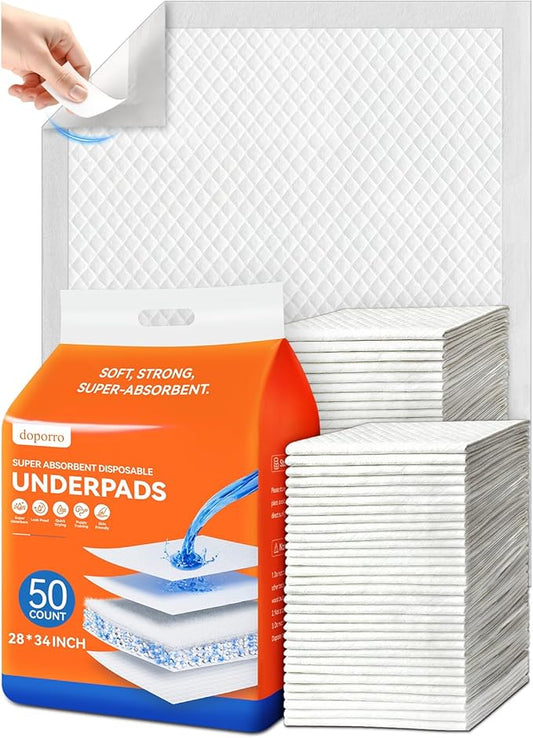50 Count 28" x 34" Disposable Puppy Pads, Super Absorbent Dog Pee Pads with Anti-Slip Adhesive Tabs, Quick-Dry, Leak-Proof, Odor Control Training Pads for Dogs & Pets, X-Large