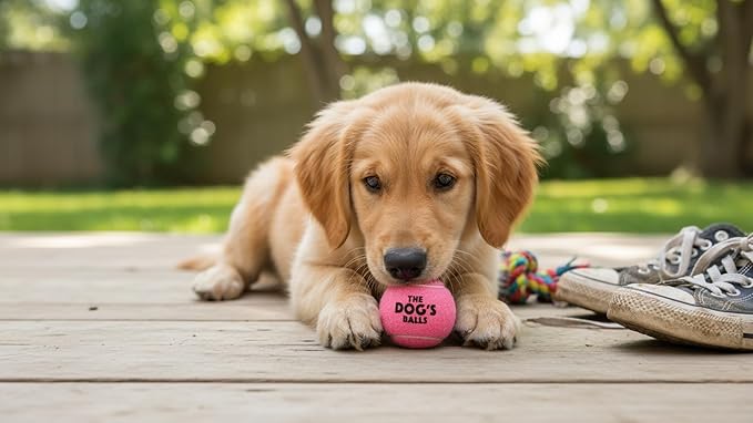 The Little Dog’s Balls Dog Tennis Balls for Small Dogs & Puppies, Pink, 6-Pack - Non-Abrasive Felt Fetch Balls, Tough Rubber Core, Float in Water