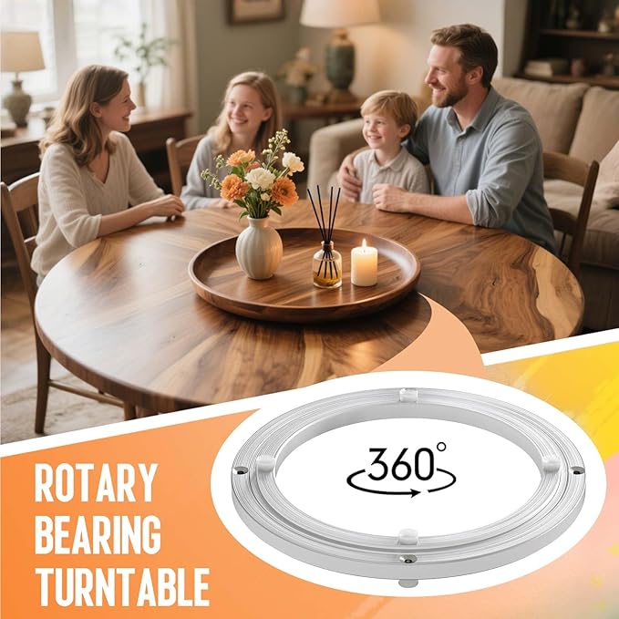 Heavy Duty Lazy Susan Turntable Bearing 10 Inch, 500lbs Capacity Rotating Swivel Plate for Round Table, Heavy Duty Swivel Base for Dining Room Kitchen
