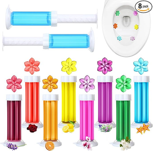 8 Pcs Toilet Gels 112 Count 8 Kinds Flower Stamp Bowl Gel Scent Toilet Stain Removal Cleaner Air Freshener Flower Stamps Pack for Bathtubs Bathroom