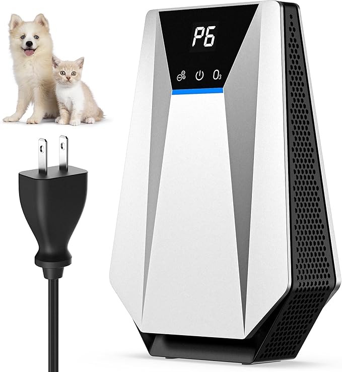 Ozone & Negative Ion, 99% Odor Eliminator for Strong Odors, Cat Litter Box Deodorizer, Air Ionizers for Dog Poop Odor Removal, for Toilet, Wardrobe, Shoe Closet, Garage, Room, Cabinet, Silver