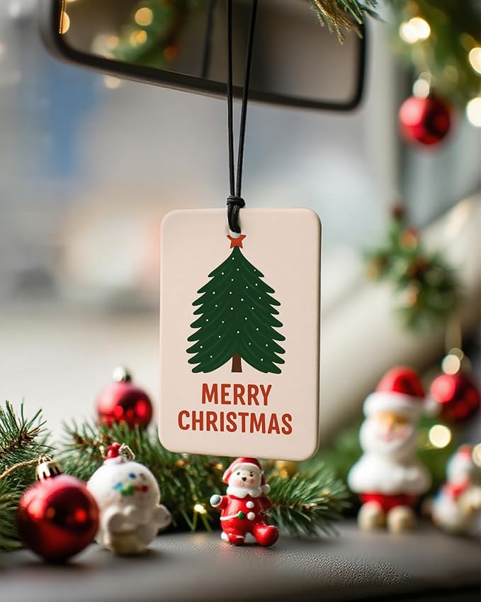 Boho Christmas Car Air Freshener 4 Pcs, Merry Christmas Tree Xmas Bauble Ball Ornament Hanging Air Freshener for Cars Closet Drawer Books, Xmas Car Accessories Mirror Decor for Women Girls