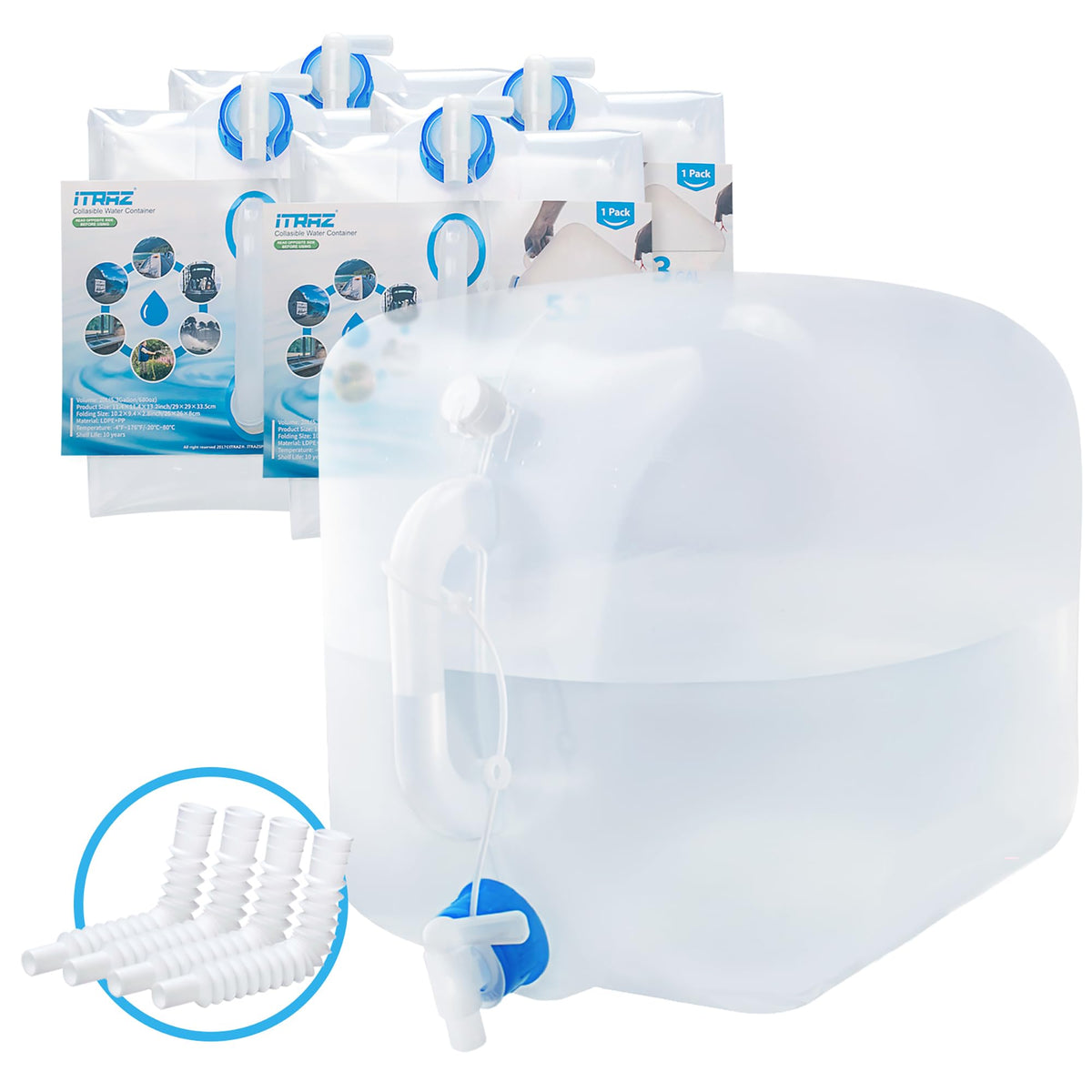 BPA-Free Collapsible Water Container with Spigot, 4-Pack - Image 1