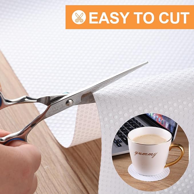 Shelf Liner for Kitchen Cabinets 16-inch: Waterproof Bathroom Drawer Mat 16" x 120 Inch White - Non-Adhesive Easy to Cut Eva Pantry Cupboard Liners for Shelves Dresser