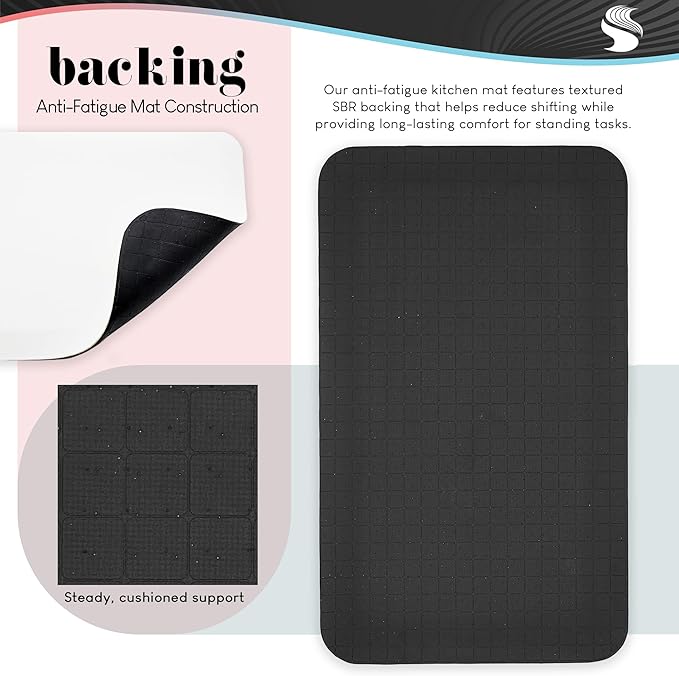 Kitchen Patisserie Cakes Anti-Fatigue Floor Mat, Ergonomic Cushioned Kitchen & Standing Mat with Non-Slip Backing, Eco-Friendly Comfort Mat, Design by Lil' Rue, 30"x18"