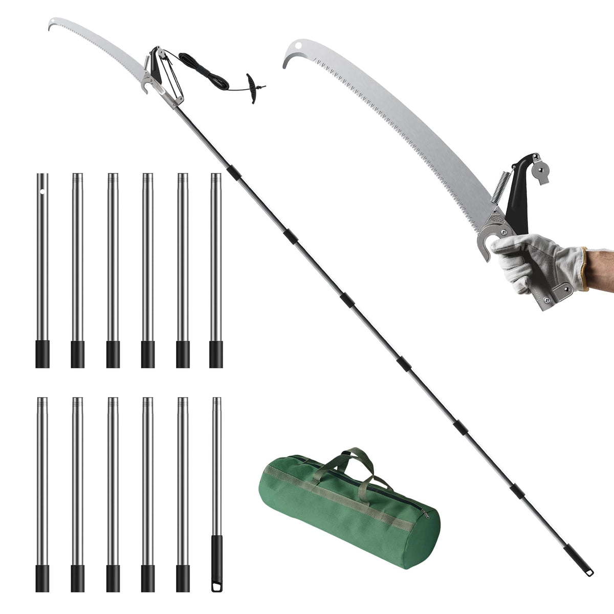 FLORA GUARD 16.5 FT Pole Saw with SK5 Blade, 4-Pulley System - Image 1