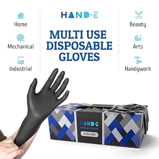 Black Nitrile Medical Gloves Disposable Small - 200 Count - Latex Free, Extra Thick 5 Mil Surgical Medical Exam Gloves, Powder Free