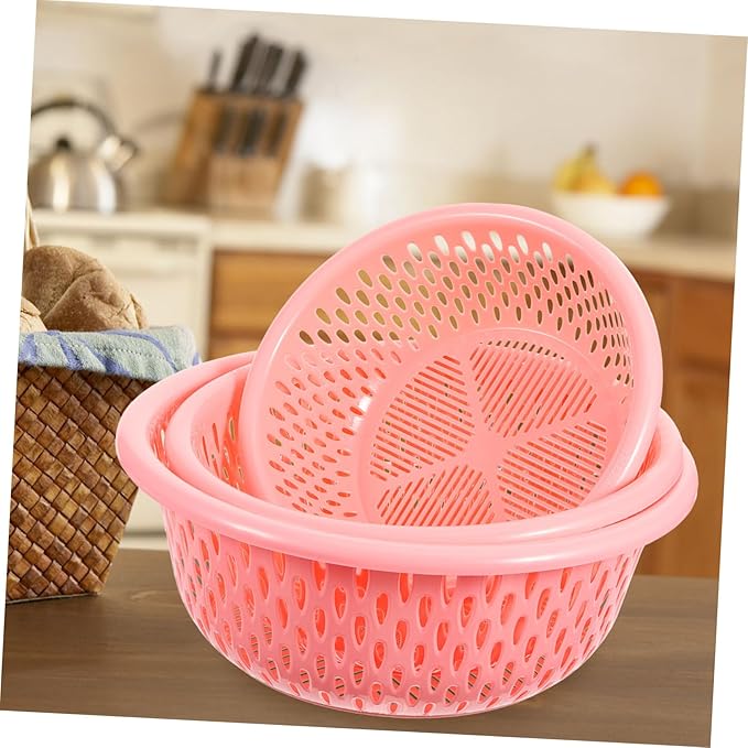 3-piece Sink Colander Strainer Basket Set Draining Basket for Food over Sink Colander Random Color