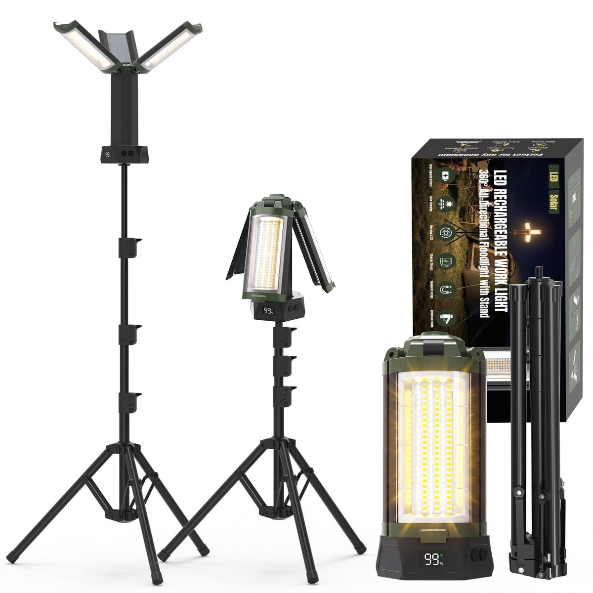45000mAh Camping Light with Stand, Led Rechargeable Work Light - Image 1