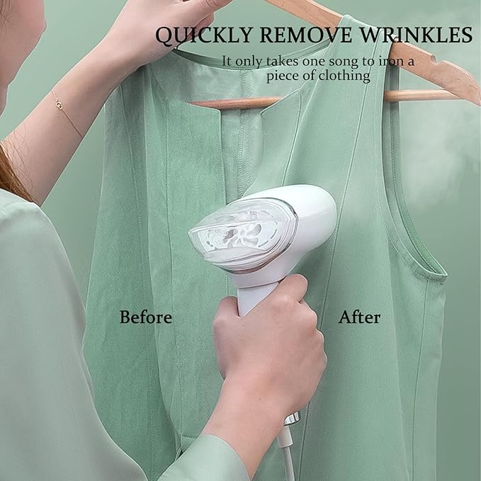 Handheld Clothing Steamer, 1000W Portable Foldable Stainless Steel Panel Steam Iron，A Small Clothing Wrinkle Remover Weighing 1.32 Pounds Suitable for Home, Travel & Office (White)