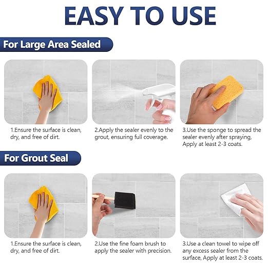 Grout Sealer,35 OZ Long LastingGrout Sealer for Shower, Floor, Kitchen - Waterproof Clear Grout Sealant for Stone, Bathroom, Marble