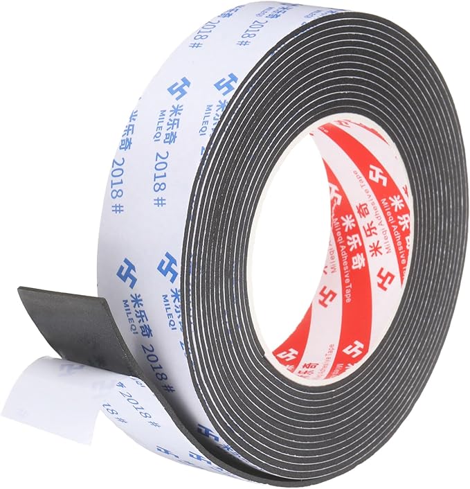 PATIKIL Sponge Rubber Foam Tape, 1 3/16" W x 5/64" t x 16.4ft l Self-Adhesive Foam Insulation Tape Weather Stripping for Window Door Soundproofing Weatherstrip AC Seal Strip, Black