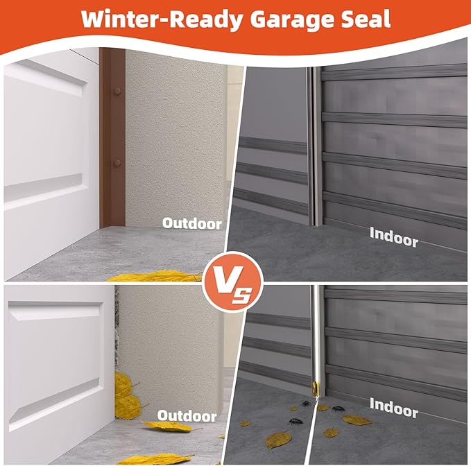 Garage Door Seal Top and Sides, 20 FT Universal TPE Weather Stripping Garage Door Trim Seal Weatherproofing Garage Door Seals with Nails and Lids in Brown