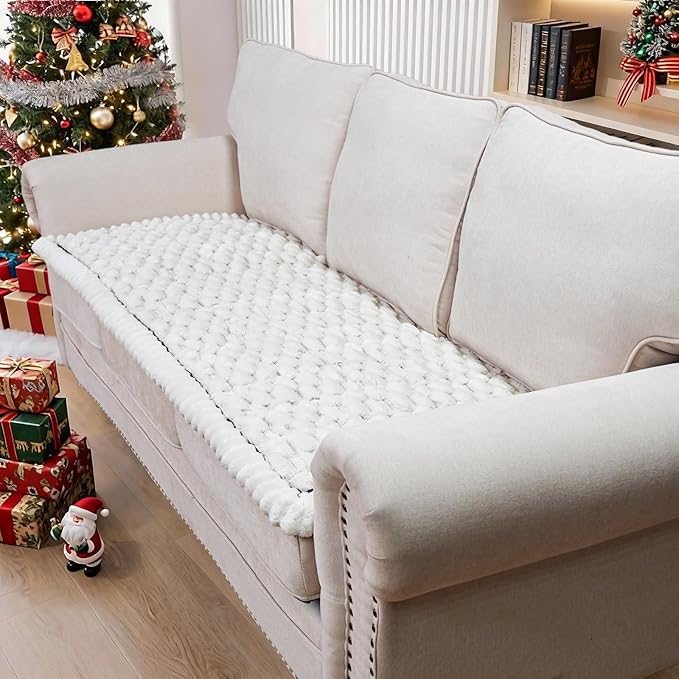 Waterproof Couch Cover for Dogs Washable,Non Slip Fuzzy Durable Couch Covers for 3 Cushion Sofa Pet Friendly Sofa Cover Dog Thick Soft Slipcovers Protector Couches Mat Bed (Beige, 27.6" x 70.9")