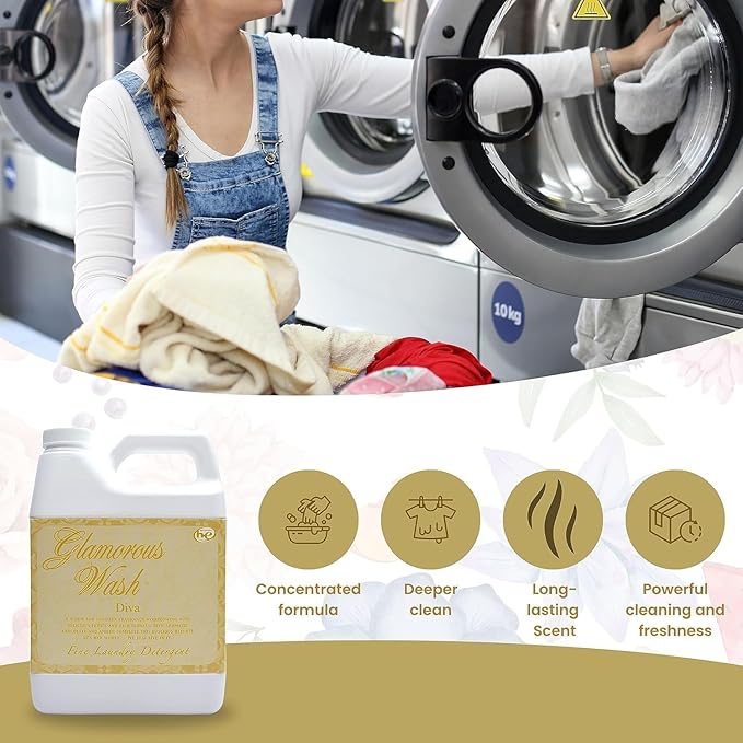 Tyler ilh Glam Wash Laundry Detergent, Diva, Liquid, 64 Fl Oz HE Safe w/Dryer Sachet Pouch om