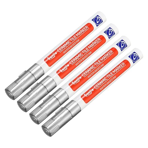 YOKIVE 4 Pcs Grout Paint Pen, Waterproof Silver Paint Tile Marker, Restoring Grout Lines, Great for Balcony, Kitchen, Bathroom