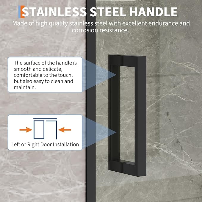 Sliding Shower Door 44–48 Inch W x 72 Inch H – Framed Double Sliding Tempered Glass Shower Enclosure with Easy-Clean Coating, Safe Wet-Dry Separation Design for Family Bathrooms Matte Black