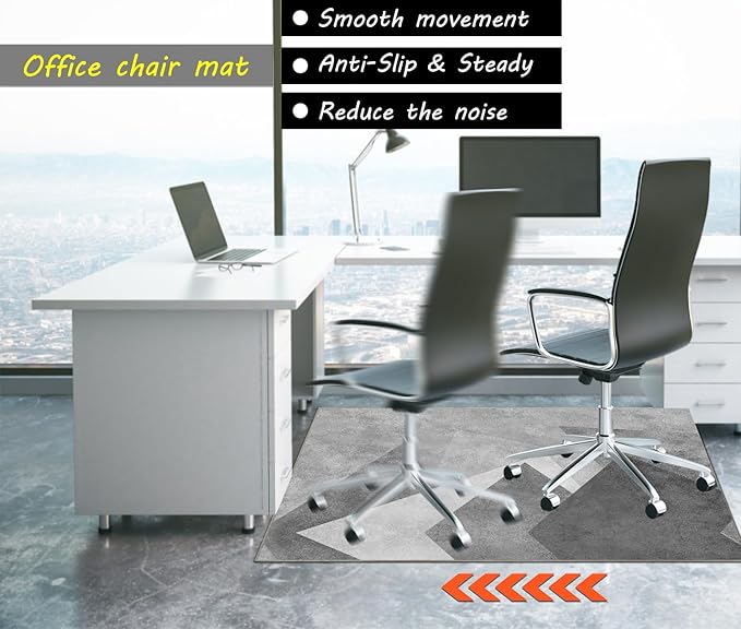 Office Chair Mat for Hardwood Floor & Low-Pile Carpet,48"*36" Under Desk Mat, Computer Chair Rug,Anti-Slip Floor Protector for Home Office Grey