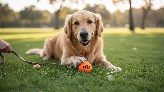 The Dog's Balls Dog Tennis Balls for Dogs, Orange, 12-Pack - Non-Abrasive Felt Fetch Balls, Tough Rubber Core, Float in Water, Fits Standard Launchers