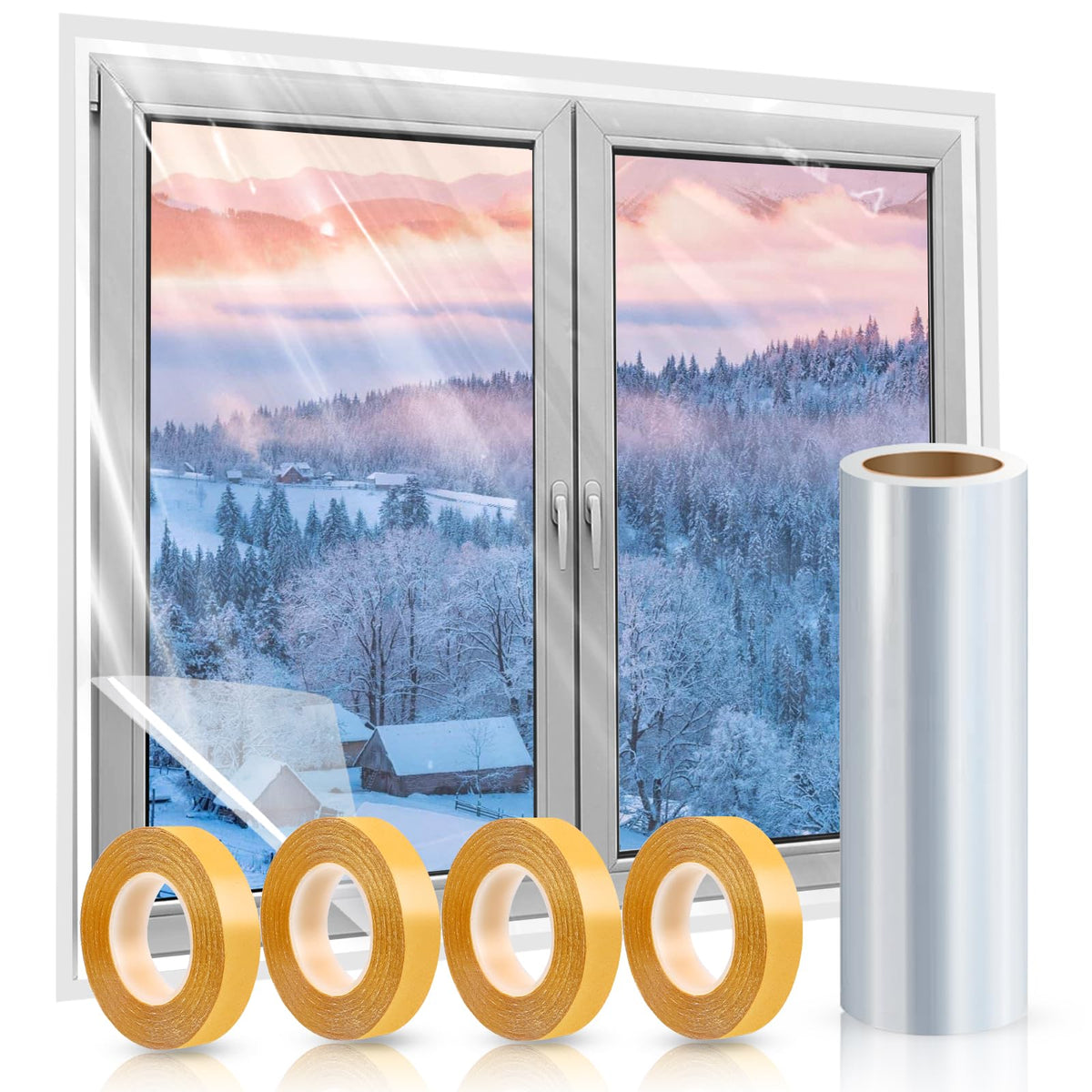 Window Insulation Kit for Winter, 87×394" Window Plastic - Image 1