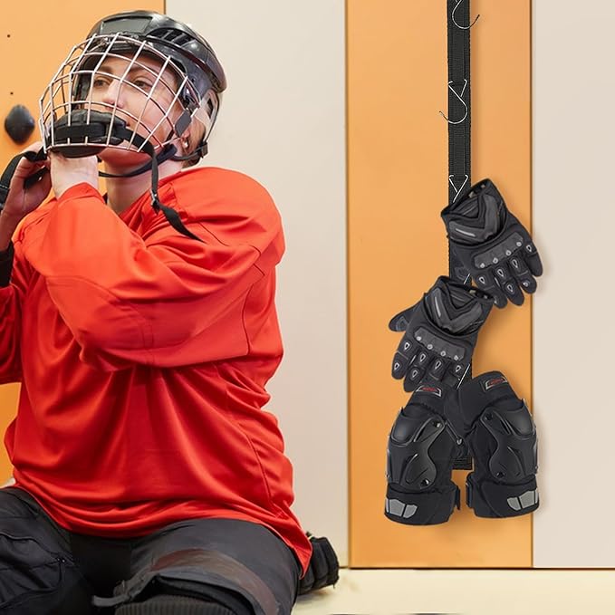 Hockey Drying Rack,Hockey Training Equipment Gear Organizer,Portable Sports Hanging Straps with 5 Hooks,Ice Hockey Gifts for Men Boys Mom.Hockey Hanger for Home Travel Outdoor.Hockey Accessories