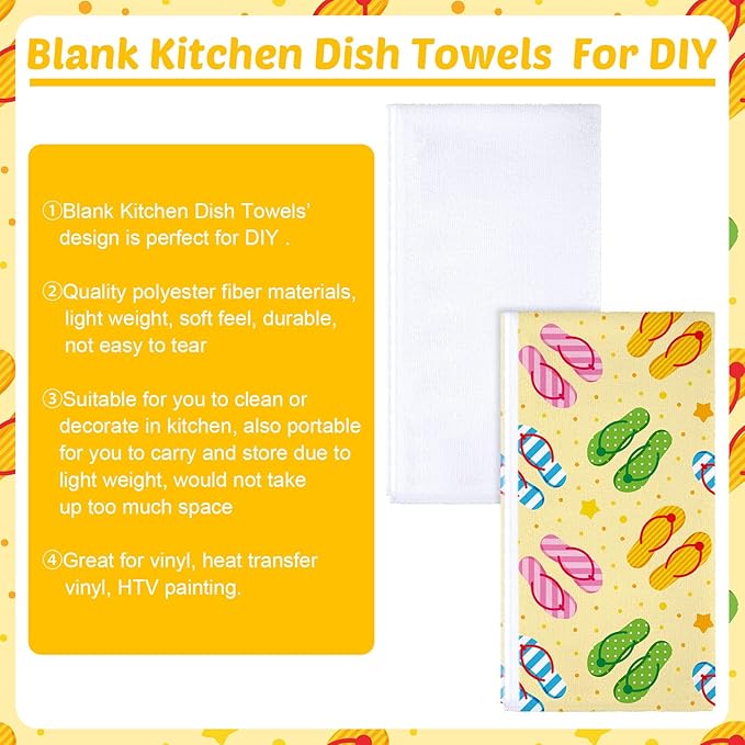 Patelai Sublimation Dishtowel Absorbent Multi Purpose Kitchen Dish Towels Blank DIY Dishcloth Bathroom Towel for Fall Christmas Kitchen Home Decor,16 x 24 Inch(6 Pieces)
