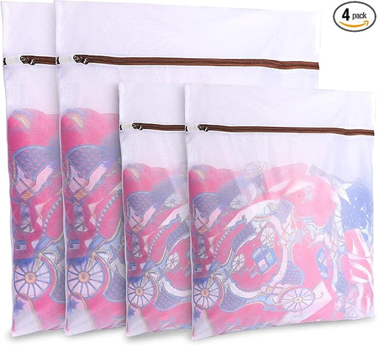 GOGOODA Mesh Laundry Bags for Delicates Durable Protective Wash Bags for Clothes, Multi-Size Washing Bag Set, 4PCS （2L,2XL）