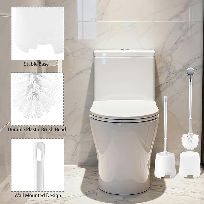 12 Pack Toilet Brushes and Holders Set,13 Inch Toilet Bowl Brushes for Bathroom,Toilet Scrub Brush with Storage Rack for Bathroom Accessories White