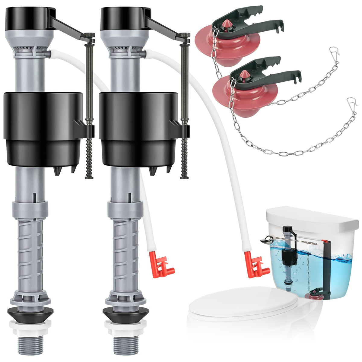 Toilet Repair Kit Inside Tank, Fill Valve & 2-Inch Flapper - Image 1