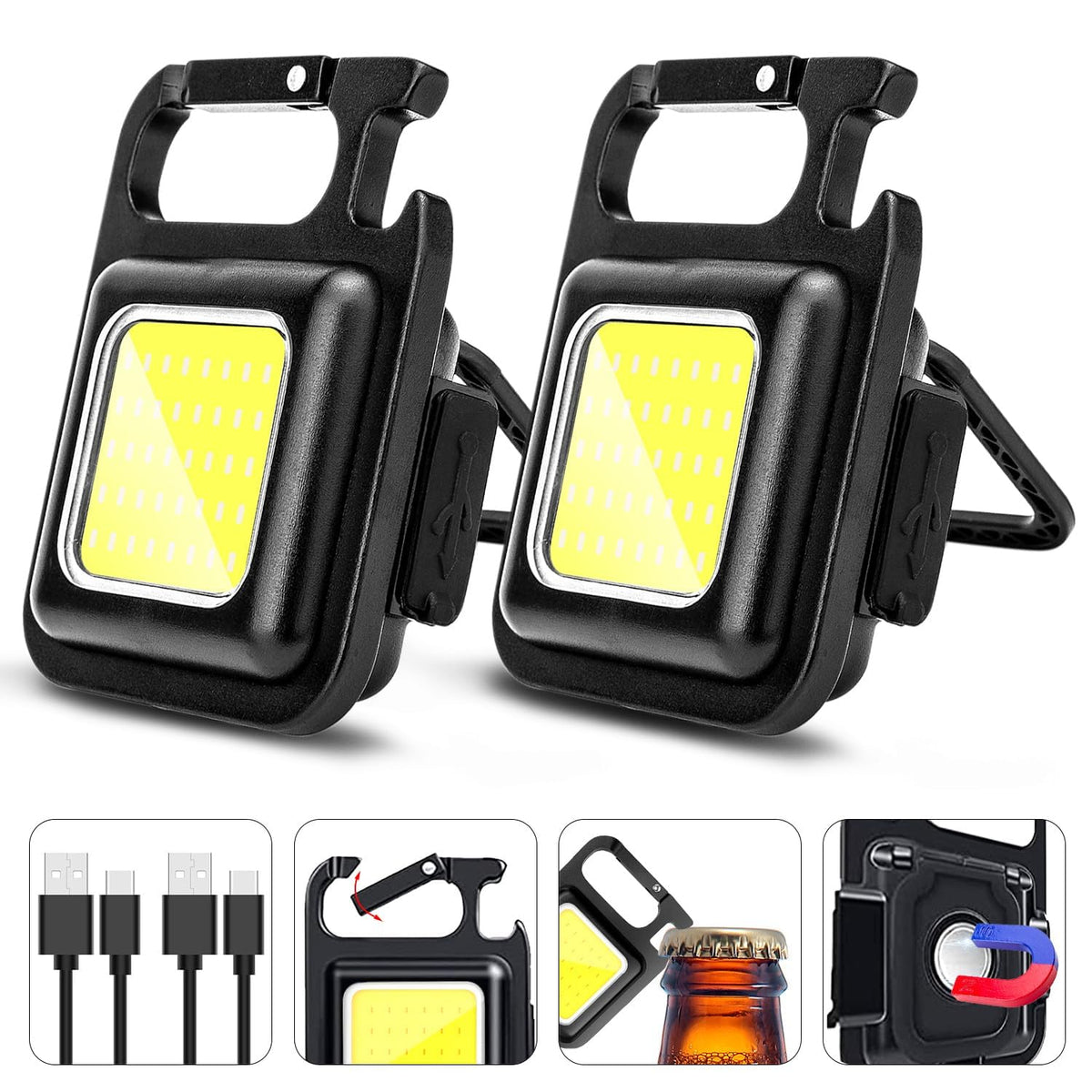 MAKDAK COB Rechargeable Keychain Flashlight 2Pack, High | Home Repair - Image 1