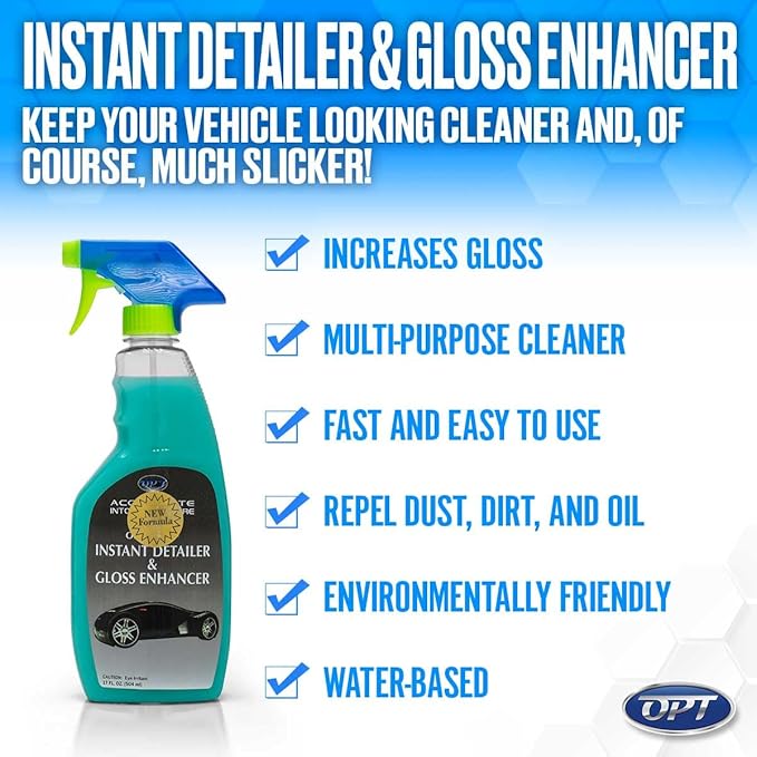 Optimum Instant Detailer and Gloss Enhancer - Concentrated Formula for Auto Detailing, Quick Detailer Spray for Gloss and Shine, Detail Spray Safe for Cars, Trucks, Motorcycles, RVs (32 Oz)