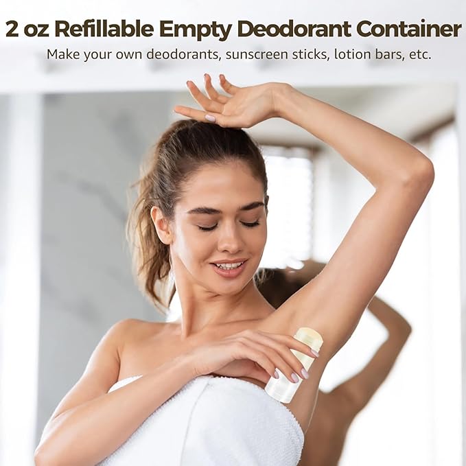 30 PCS Empty Deodorant Containers, 2 oz Refillable Semi-Transparent Plastic Stick Tubes, 60 ml Twist-up Filling Bottles for DIY Sunscreen, Balm, Lotion Bar