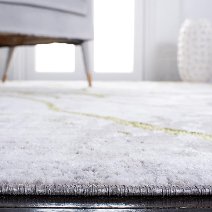 SAFAVIEH Amelia Collection Runner Rug - 2' x 12', Grey & Green, Modern Abstract Design, Non-Shedding & Easy Care, Ideal for High Traffic Areas in Living Room, Bedroom (ALA293J)