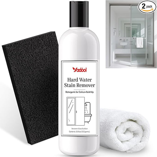 Hard Water Stain Remover, Powerful Shower Glass & Door Cleaner, Easily Removes Tough Water Spots, Lime, Calcium & Soap Scum Build Up, Ideal for Bathroom, Glass, Toilet Bowl and More - 16.91oz