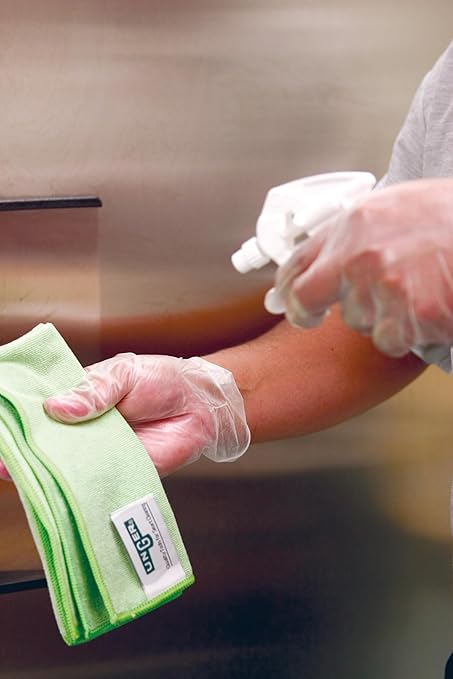 Unger Commercial Microfiber Cleaning Cloth, 10 Pack - MicroWipe 4000 Heavy Duty, 16" x 15", Green - Streak-Free, Multi-Surface Cleaning - MF400